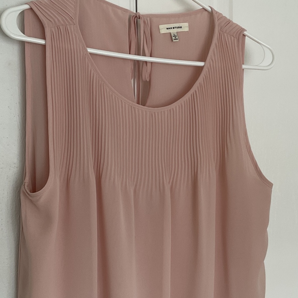 Max Studio Blush Pink Pleated Top
